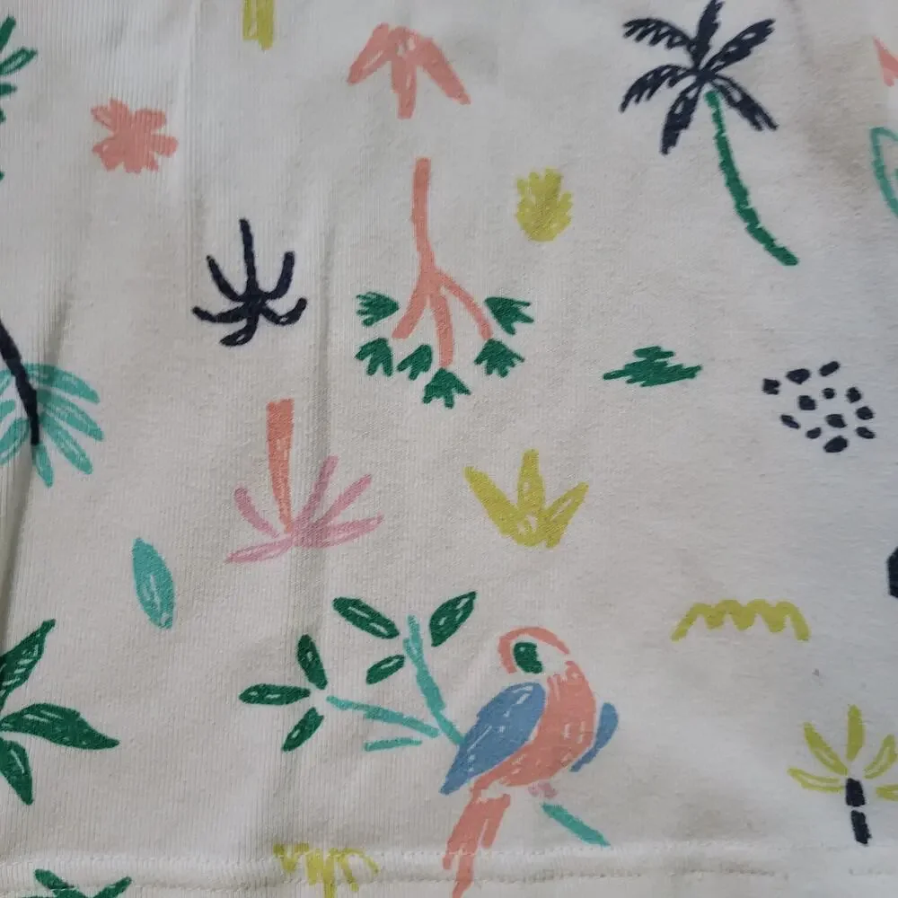 Hanna Andersson Size 6/7‎ Bird Print Long Sleeve Pajama Top Palm Tree Cute
